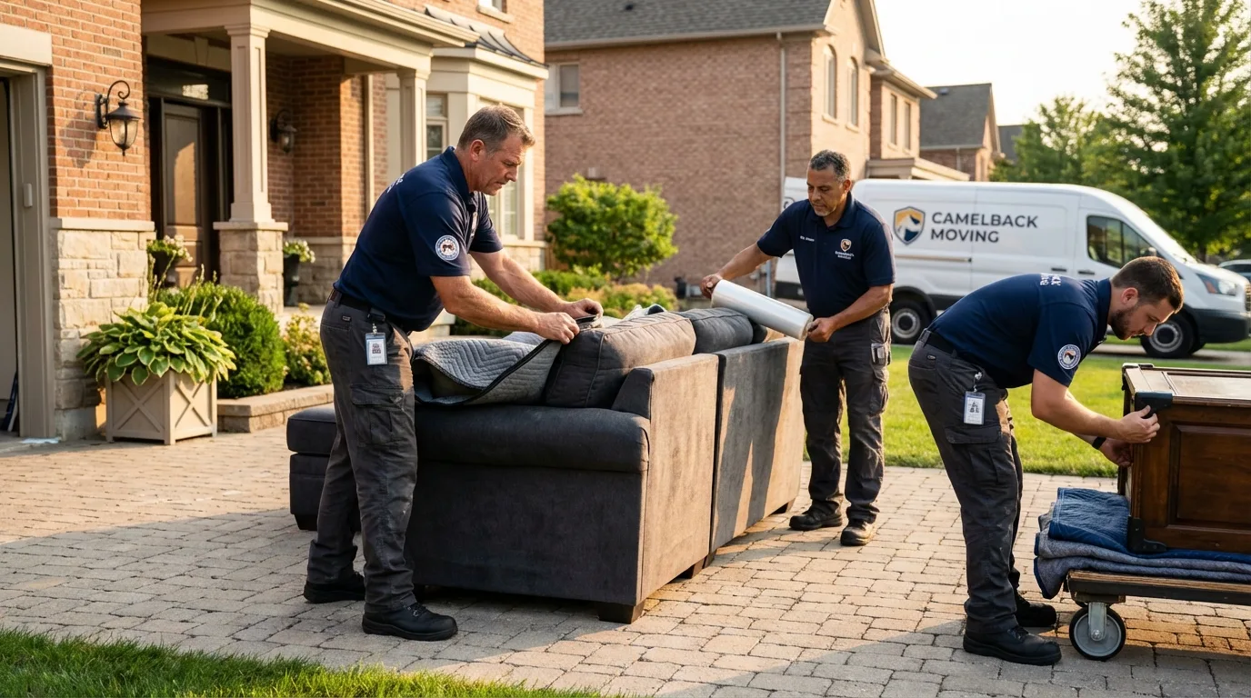 Large estate moving crew wrapping furniture in Ferrum, VA